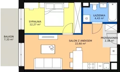 2 pokoje, mieszkanie 41,55 m², piętro 4, oferta nr M.75, Craft Zabłocie, Kraków, Podgórze, Zabłocie, ul. Zabłocie 22A