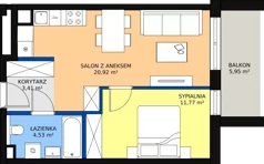 2 pokoje, mieszkanie 40,71 m², piętro 5, oferta nr M.83, Craft Zabłocie, Kraków, Podgórze, Zabłocie, ul. Zabłocie 22A