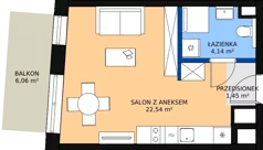 1 pokój, mieszkanie 28,23 m², piętro 3, oferta nr M.46, Craft Zabłocie, Kraków, Podgórze, Zabłocie, ul. Zabłocie 22A