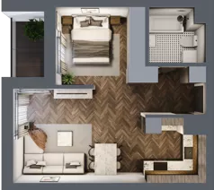1 pokój, mieszkanie 41,29 m², piętro 1, oferta nr A.072, Modena II, Poznań, Jeżyce, ul. Jackowskiego/Kraszewskiego