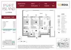 3 pokoje, apartament inwestycyjny 54,93 m², piętro 1, oferta nr 1.2.11, Port Island - apartamenty inwestycyjne, Gdańsk, Stogi, Krakowiec, ul. Wydmy 3