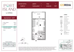 1 pokój, apartament inwestycyjny 26,88 m², piętro 1, oferta nr 1.2.7, Port Island - apartamenty inwestycyjne, Gdańsk, Stogi, Krakowiec, ul. Wydmy 3