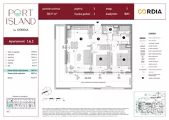 3 pokoje, apartament inwestycyjny 58,17 m², piętro 3, oferta nr 1.4.3, Port Island - apartamenty inwestycyjne, Gdańsk, Stogi, Krakowiec, ul. Wydmy 3