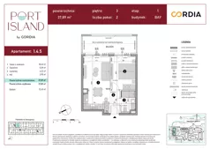 2 pokoje, apartament inwestycyjny 37,89 m², piętro 3, oferta nr 1.4.5, Port Island - apartamenty inwestycyjne, Gdańsk, Stogi, Krakowiec, ul. Wydmy 3