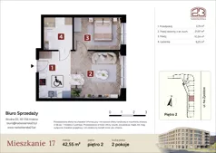 2 pokoje, mieszkanie 42,55 m², piętro 2, oferta nr 1.M17, Nadwiślańska 23, Kraków, Podgórze, ul. Nadwiślańska 23