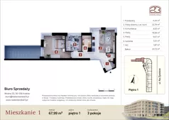 3 pokoje, apartament 67,99 m², piętro 1, oferta nr 1.M1, Nadwiślańska 23, Kraków, Podgórze, ul. Nadwiślańska 23