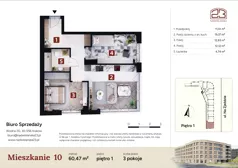 3 pokoje, mieszkanie 60,47 m², piętro 1, oferta nr M10, Nadwiślańska 23, Kraków, Podgórze, ul. Nadwiślańska 23