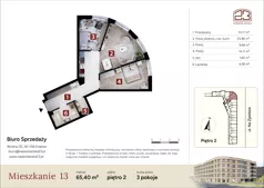 3 pokoje, mieszkanie 65,40 m², piętro 2, oferta nr M13, Nadwiślańska 23, Kraków, Podgórze, ul. Nadwiślańska 23