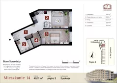 2 pokoje, mieszkanie 49,11 m², piętro 2, oferta nr M14, Nadwiślańska 23, Kraków, Podgórze, ul. Nadwiślańska 23