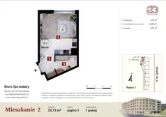 1 pokój, mieszkanie 33,73 m², piętro 1, oferta nr M2, Nadwiślańska 23, Kraków, Podgórze, ul. Nadwiślańska 23