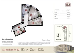 3 pokoje, mieszkanie 65,40 m², piętro 3, oferta nr M22, Nadwiślańska 23, Kraków, Podgórze, ul. Nadwiślańska 23