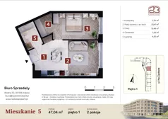 2 pokoje, mieszkanie 47,04 m², piętro 1, oferta nr M5, Nadwiślańska 23, Kraków, Podgórze, ul. Nadwiślańska 23