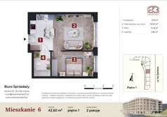 2 pokoje, mieszkanie 42,60 m², piętro 1, oferta nr M6, Nadwiślańska 23, Kraków, Podgórze, ul. Nadwiślańska 23