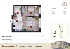 2 pokoje, mieszkanie 42,57 m², piętro 1, oferta nr M7, Nadwiślańska 23, Kraków, Podgórze, ul. Nadwiślańska 23