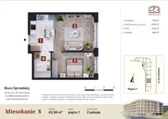 2 pokoje, mieszkanie 42,56 m², piętro 1, oferta nr M8, Nadwiślańska 23, Kraków, Podgórze, ul. Nadwiślańska 23