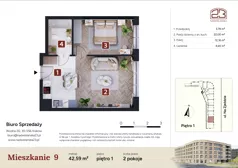 2 pokoje, mieszkanie 42,59 m², piętro 1, oferta nr M9, Nadwiślańska 23, Kraków, Podgórze, ul. Nadwiślańska 23