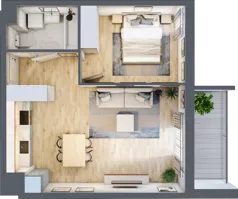 2 pokoje, mieszkanie 44,56 m², piętro 1, oferta nr 1A.1A.13, Astelia Park etap IA, Warszawa, Białołęka, Grodzisk, ul. Leona Berensona 
