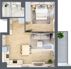 2 pokoje, mieszkanie 47,13 m², piętro 1, oferta nr 1A.1A.14, Astelia Park etap IA, Warszawa, Białołęka, Grodzisk, ul. Leona Berensona 