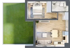 2 pokoje, mieszkanie 38,40 m², parter, oferta nr 1A.1A.02, Astelia Park etap IA, Warszawa, Białołęka, Grodzisk, ul. Leona Berensona 