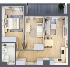3 pokoje, mieszkanie 54,14 m², piętro 1, oferta nr 1A.1B.12, Astelia Park etap IA, Warszawa, Białołęka, Grodzisk, ul. Leona Berensona 