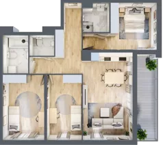 4 pokoje, mieszkanie 88,95 m², piętro 1, oferta nr 1A.1B.08, Astelia Park etap IA, Warszawa, Białołęka, Grodzisk, ul. Leona Berensona 