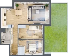3 pokoje, mieszkanie 75,59 m², parter, oferta nr 1A.1B.05, Astelia Park etap IA, Warszawa, Białołęka, Grodzisk, ul. Leona Berensona 