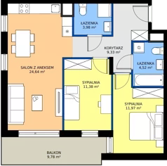 3 pokoje, mieszkanie 65,82 m², piętro 2, oferta nr 3.1A.26, Astelia Park etap III, Warszawa, Białołęka, Grodzisk, ul. Leona Berensona 