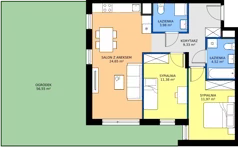 3 pokoje, mieszkanie 65,83 m², parter, oferta nr 3.1A.08, Astelia Park etap III, Warszawa, Białołęka, Grodzisk, ul. Leona Berensona 