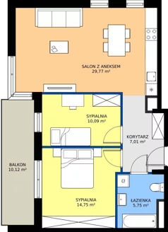 3 pokoje, mieszkanie 67,37 m², piętro 1, oferta nr 3.1A.11, Astelia Park etap III, Warszawa, Białołęka, Grodzisk, ul. Leona Berensona 