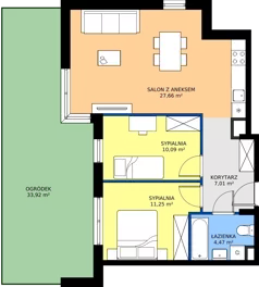 3 pokoje, mieszkanie 60,48 m², parter, oferta nr 3.1A.02, Astelia Park etap III, Warszawa, Białołęka, Grodzisk, ul. Leona Berensona 