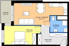2 pokoje, mieszkanie 52,50 m², piętro 1, oferta nr 3.1A.18, Astelia Park etap III, Warszawa, Białołęka, Grodzisk, ul. Leona Berensona 