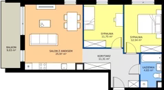 3 pokoje, mieszkanie 66,40 m², piętro 2, oferta nr 3.1B.21, Astelia Park etap III, Warszawa, Białołęka, Grodzisk, ul. Leona Berensona 