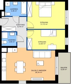 3 pokoje, mieszkanie 76,60 m², piętro 2, oferta nr 3.1B.25, Astelia Park etap III, Warszawa, Białołęka, Grodzisk, ul. Leona Berensona 