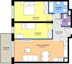 3 pokoje, mieszkanie 66,39 m², piętro 2, oferta nr 3.1C.20, Astelia Park etap III, Warszawa, Białołęka, Grodzisk, ul. Leona Berensona 