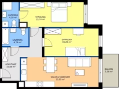 3 pokoje, mieszkanie 73,79 m², piętro 2, oferta nr 3.1C.17, Astelia Park etap III, Warszawa, Białołęka, Grodzisk, ul. Leona Berensona 