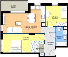 3 pokoje, mieszkanie 65,65 m², piętro 2, oferta nr 3.1C.22, Astelia Park etap III, Warszawa, Białołęka, Grodzisk, ul. Leona Berensona 