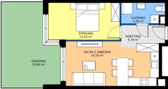 2 pokoje, mieszkanie 41,78 m², parter, oferta nr 3.1D.05, Astelia Park etap III, Warszawa, Białołęka, Grodzisk, ul. Leona Berensona 