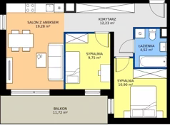 3 pokoje, mieszkanie 56,68 m², piętro 2, oferta nr 3.1D.17, Astelia Park etap III, Warszawa, Białołęka, Grodzisk, ul. Leona Berensona 