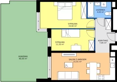 3 pokoje, mieszkanie 59,94 m², parter, oferta nr 3.1D.03, Astelia Park etap III, Warszawa, Białołęka, Grodzisk, ul. Leona Berensona 