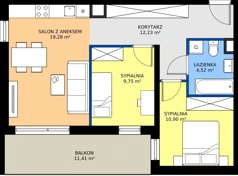 3 pokoje, mieszkanie 56,68 m², piętro 1, oferta nr 3.1D.10, Astelia Park etap III, Warszawa, Białołęka, Grodzisk, ul. Leona Berensona 