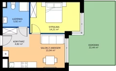 2 pokoje, mieszkanie 40,89 m², parter, oferta nr 3.1D.08, Astelia Park etap III, Warszawa, Białołęka, Grodzisk, ul. Leona Berensona 