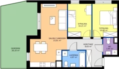 3 pokoje, mieszkanie 61,37 m², parter, oferta nr 3.1D.06, Astelia Park etap III, Warszawa, Białołęka, Grodzisk, ul. Leona Berensona 