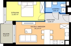 2 pokoje, mieszkanie 41,00 m², piętro 1, oferta nr 3.1D.12, Astelia Park etap III, Warszawa, Białołęka, Grodzisk, ul. Leona Berensona 