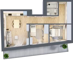 3 pokoje, mieszkanie 59,21 m², piętro 1, oferta nr 2, Apartamenty Sowia, Marki, ul. Sowia 9
