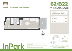 1 pokój, mieszkanie 28,17 m², piętro 1, oferta nr 62, InPark, Łódź, Bałuty, ul. Emilii Plater / ul. Górnicza