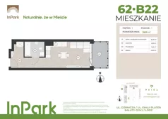 1 pokój, mieszkanie 28,17 m², piętro 1, oferta nr 62, InPark, Łódź, Bałuty, ul. Emilii Plater / ul. Górnicza