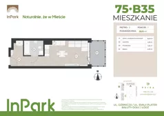 1 pokój, mieszkanie 28,19 m², piętro 2, oferta nr 75, InPark, Łódź, Bałuty, ul. Górnicza 31