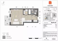 1 pokój, mieszkanie 36,03 m², piętro 4, oferta nr 46, Osiedle Łososiowa, Łódź, Bałuty, Radogoszcz, ul. Okoniowa 11-13