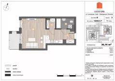 1 pokój, mieszkanie 36,16 m², piętro 3, oferta nr 122, Osiedle Łososiowa, Łódź, Bałuty, Radogoszcz, ul. Okoniowa 11-13