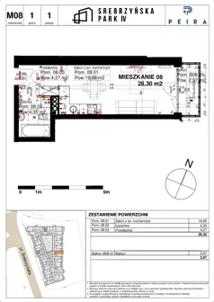 1 pokój, mieszkanie 28,30 m², piętro 1, oferta nr M08, Srebrzyńska Park IV, Łódź, Polesie, ul. Srebrzyńska 109